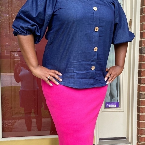 Denim Off Shoulder Tunic - Picture 6 of 10